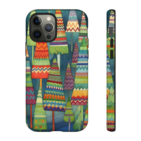 Knitted Christmas Trees - Impact Resistant Phone Case iPhone 12 Pro Glossy